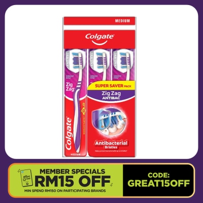 COLGATE ZigZag Toothbrush Valuepack (Medium) 3s