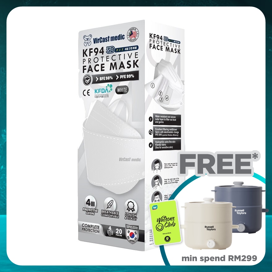 KF94 Protective Face Mask White Color 20's