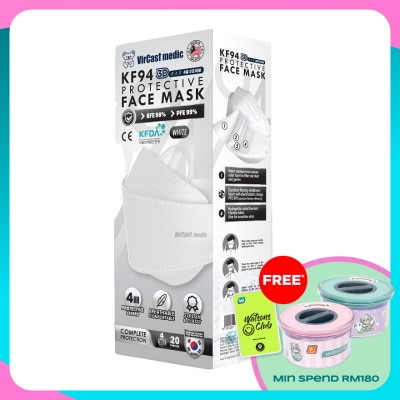 VIRCAST MEDIC KF94 Protective Face Mask White Color 20's