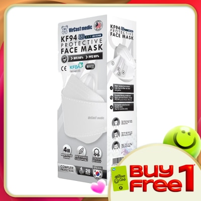 VIRCAST MEDIC - KF94 Protective Face Mask White Color 20's