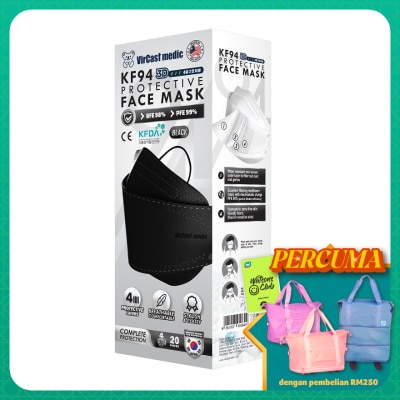 VIRCAST MEDIC KF94 Protective Face Mask Black Color 20's