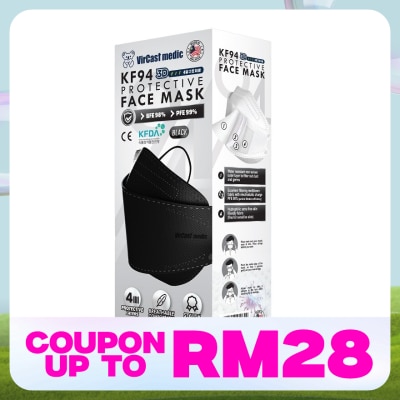 VIRCAST MEDIC KF94 Protective Face Mask Black Color 20's