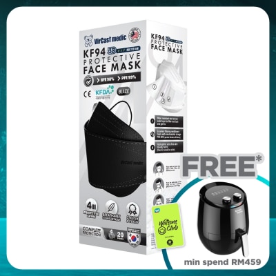 VIRCAST MEDIC KF94 Protective Face Mask Black Color 20's