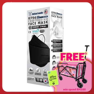 VIRCAST MEDIC KF94 Protective Face Mask Black Color 20's