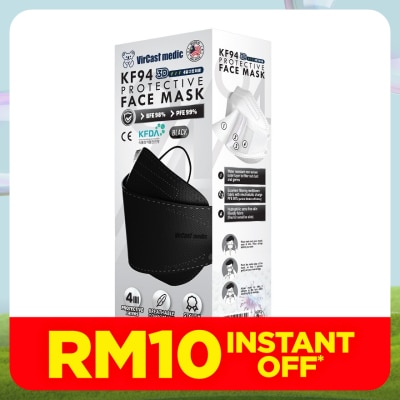 VIRCAST MEDIC KF94 Protective Face Mask Black Color 20's