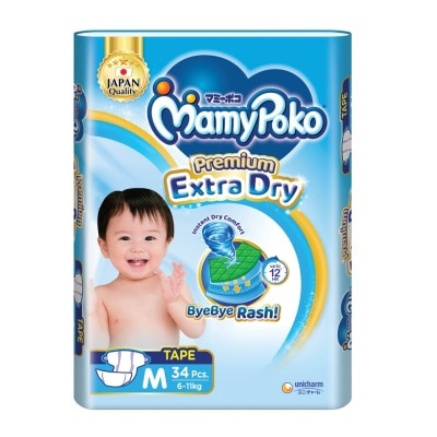 MAMYPOKO Baby Diapers Extra Dry Tape M 34s