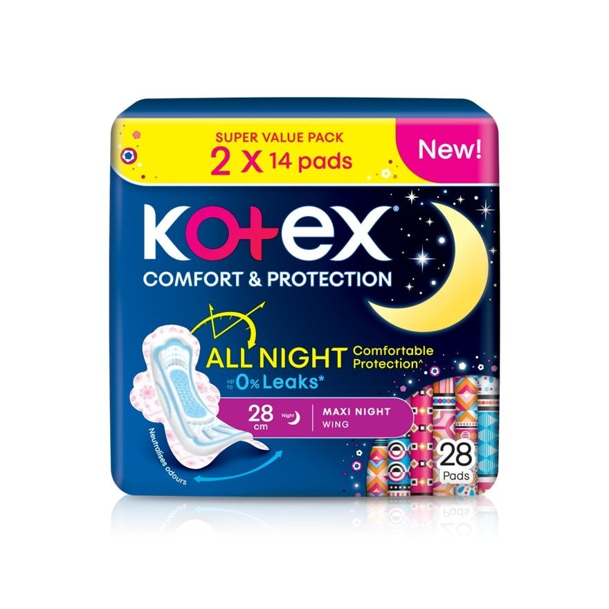 Comfort & Protection Night Wing Pad 28cm (14sx2) - Sanitary Pad with 100% Leak Free Comfort