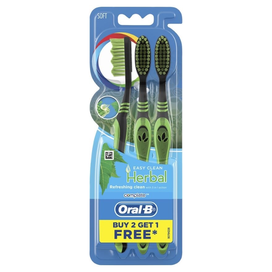 Complete Easy Clean Soft Herbal Manual Toothbrush 3s