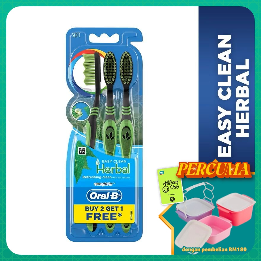 Complete Easy Clean Soft Herbal Manual Toothbrush 3s