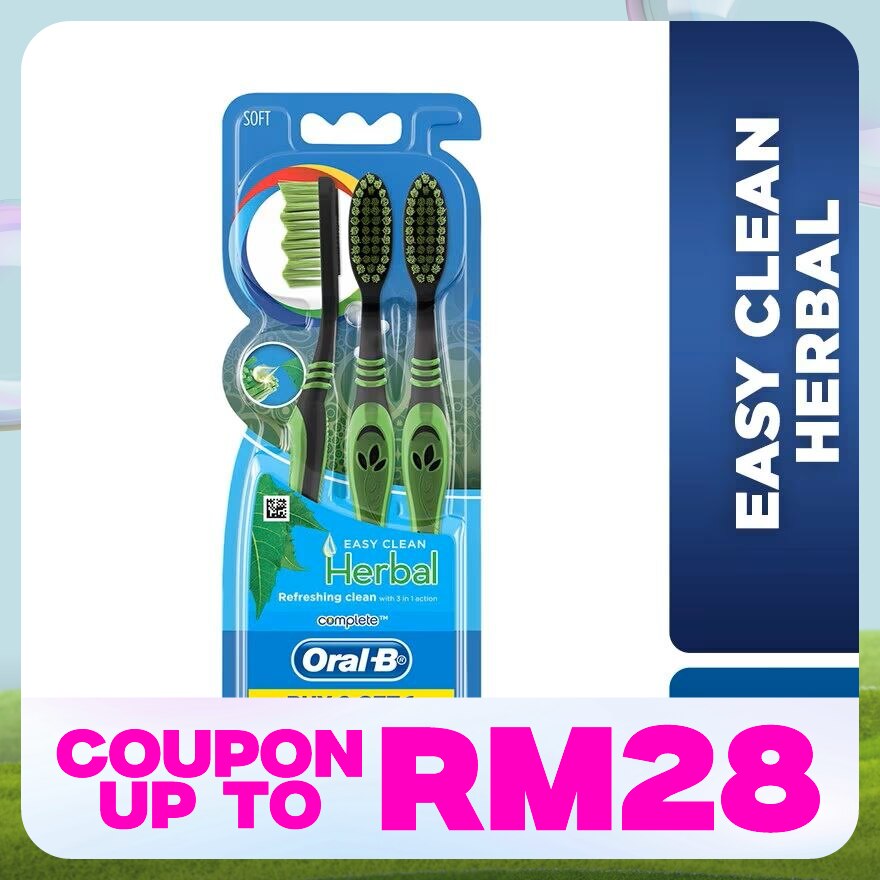 Complete Easy Clean Soft Herbal Manual Toothbrush 3s