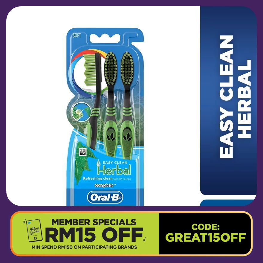 Complete Easy Clean Soft Herbal Manual Toothbrush 3s