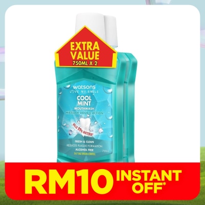 WATSONS Cool Mint Mouthwash 750ml x 2