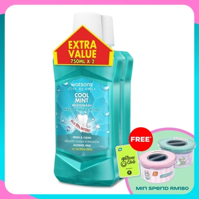 WATSONS Cool Mint Mouthwash 750ml x 2