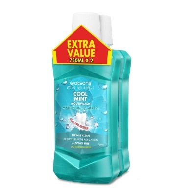 WATSONS Cool Mint Mouthwash 750ml x 2