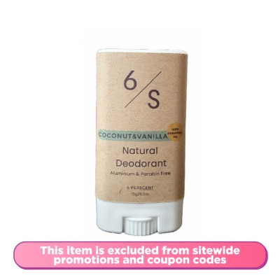 6 PERSCENT Coconut & Vanilla Natural Deodorant 15g