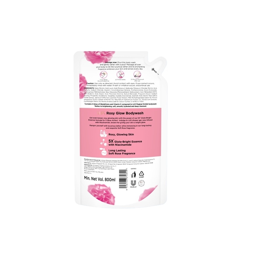 Rosy Glow Body Wash Refill 800ml