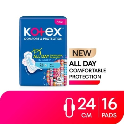 KOTEX - Comfort & Protection Maxi Day Wing Pad 24cm (16s) - Sanitary Pad with 100% Leak Free Comfort