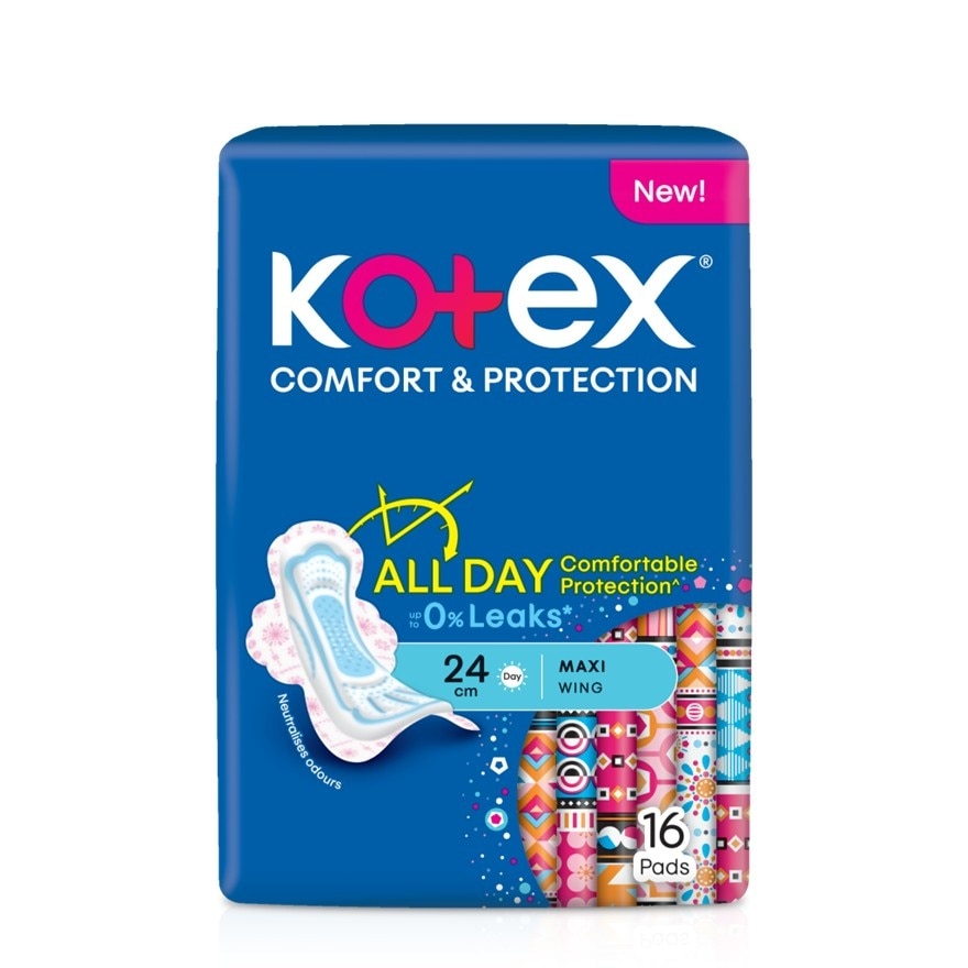 Comfort & Protection Maxi Day Wing Pad 24cm (16s) - Sanitary Pad with 100% Leak Free Comfort