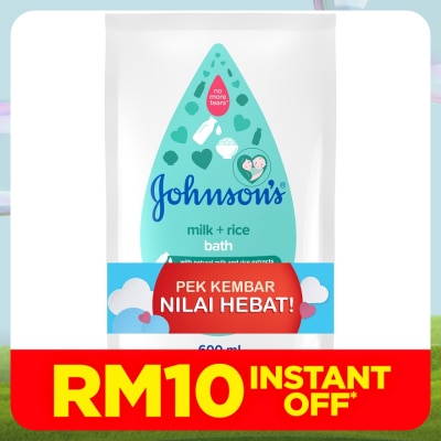 JOHNSON'S Baby Bath Milk + Rice 2 x 600ml
