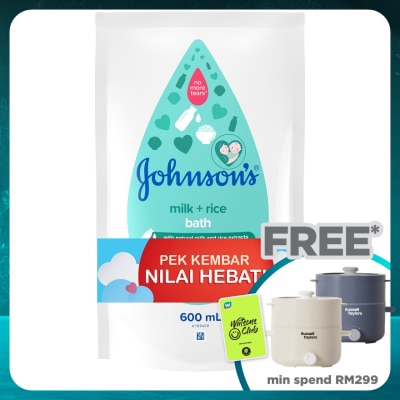 JOHNSON'S Baby Bath Milk + Rice 2 x 600ml