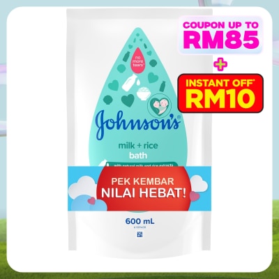 JOHNSON'S Baby Bath Milk + Rice 2 x 600ml