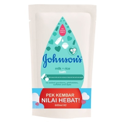 JOHNSON'S Baby Bath Milk + Rice 2 x 600ml