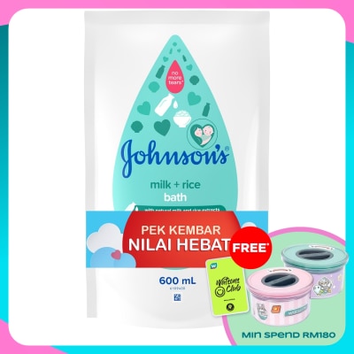 JOHNSON'S Baby Bath Milk + Rice 2 x 600ml