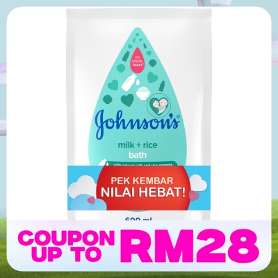JOHNSON'S Baby Bath Milk + Rice 2 x 600ml