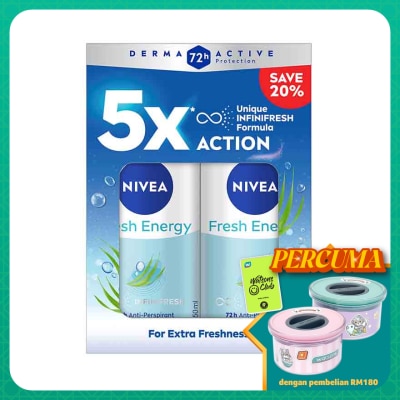 NIVEA Deodorant Energy Fresh Roll On Twin Pack 2x50ml