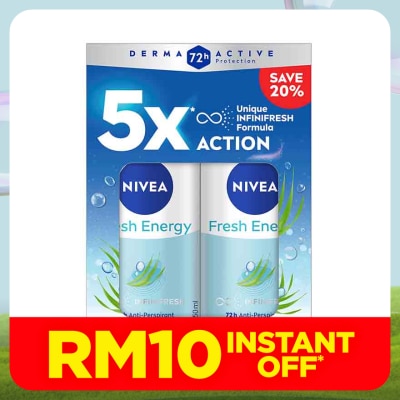 NIVEA Deodorant Energy Fresh Roll On Twin Pack 2x50ml