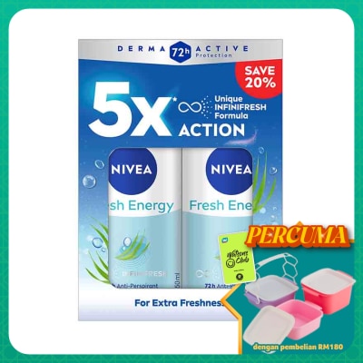 NIVEA - Deodorant Energy Fresh Roll On Twin Pack 2x50ml