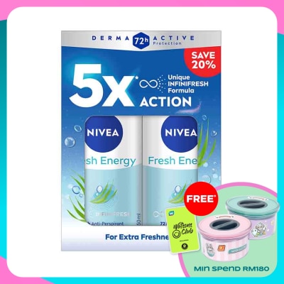 NIVEA Deodorant Energy Fresh Roll On Twin Pack 2x50ml