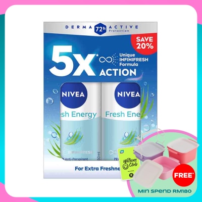NIVEA Deodorant Energy Fresh Roll On Twin Pack 2x50ml
