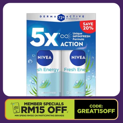 NIVEA Deodorant Energy Fresh Roll On Twin Pack 2x50ml