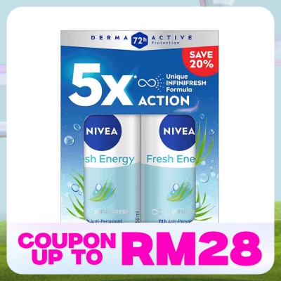 NIVEA Deodorant Energy Fresh Roll On Twin Pack 2x50ml