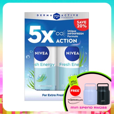 NIVEA - Deodorant Energy Fresh Roll On Twin Pack 2x50ml