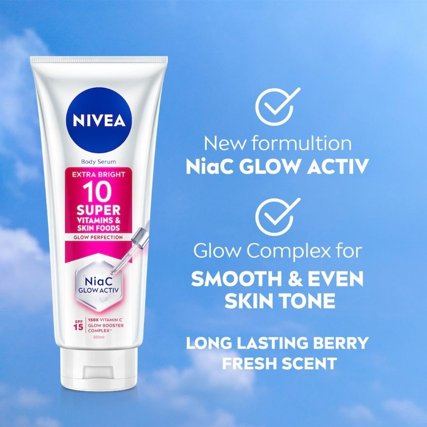 Extra Bright 10 Super Vitamins & Skin Foods Serum In Lotion 180ml