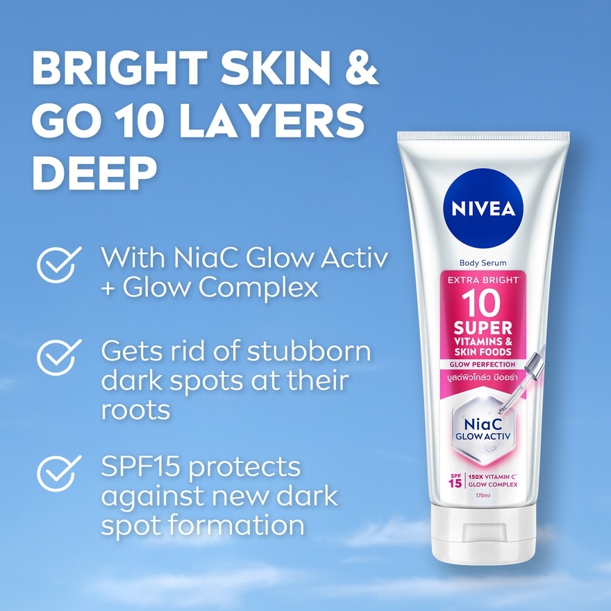 Extra Bright 10 Super Vitamins & Skin Foods Serum In Lotion 180ml