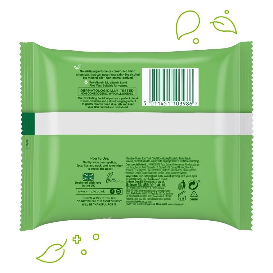 Kind to Skin Exfoliating Facial Wipes 25's