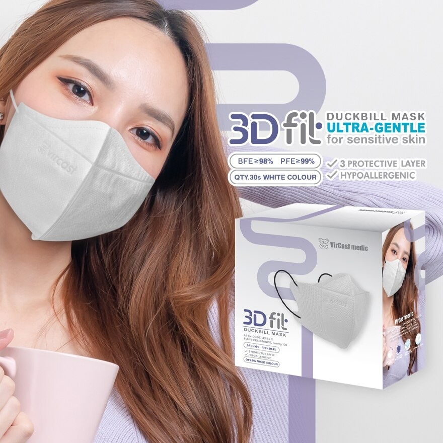 3D Fit Face Mask (White) 30's