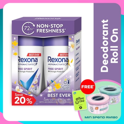 REXONA Free Spirit Roll On 2x45ml