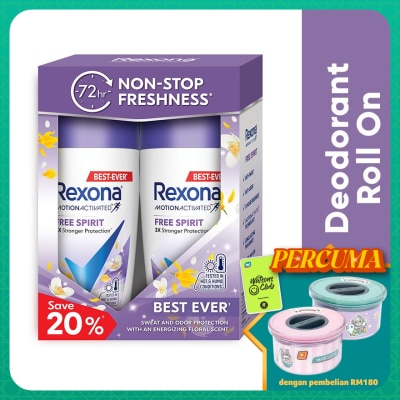 REXONA Free Spirit Roll On 2x45ml