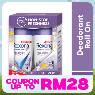 REXONA Free Spirit Roll On 2x45ml