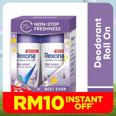 REXONA Free Spirit Roll On 2x45ml