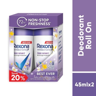 REXONA Free Spirit Roll On 2x45ml