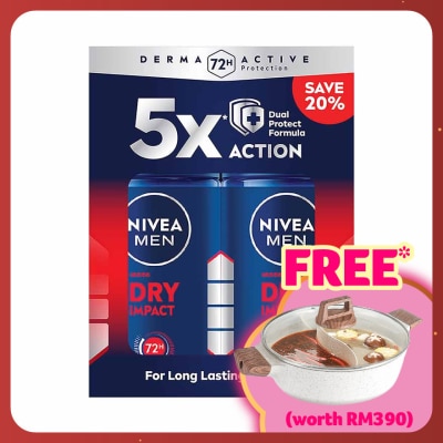 NIVEA FOR MEN Deodorant Dry Roll On Twin Pack 2x50ml