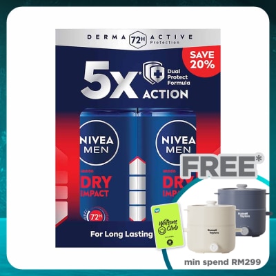 NIVEA FOR MEN Deodorant Dry Roll On Twin Pack 2x50ml