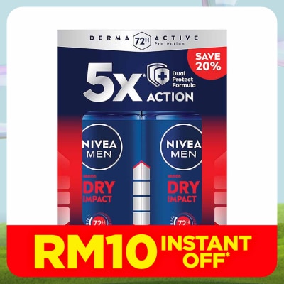 NIVEA FOR MEN Deodorant Dry Roll On Twin Pack 2x50ml