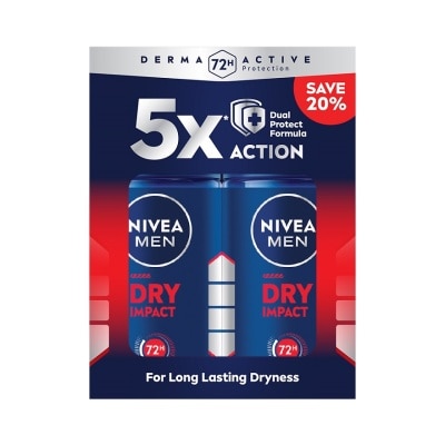 NIVEA FOR MEN Deodorant Dry Roll On Twin Pack 2x50ml