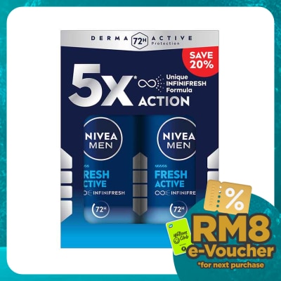 NIVEA FOR MEN Deodorant Fresh Roll On 2x50ml